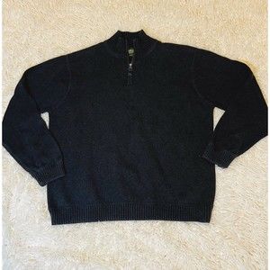 Eddie Bauer Men's 100% Cotton Quarter Zip Pullover Sweater 2XL Gray Warm Thick